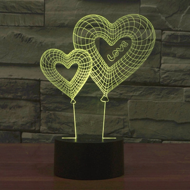 Double Heart Balloon Style 3D Touch Switch Control LED Light , 7 Color Discoloration Creative Visual Stereo Lamp Desk Lamp Night Light - Novelty Lighting by PMC TechLife | Online Shopping South Africa | PMC TechLife | Buy Now Pay Later Mobicred