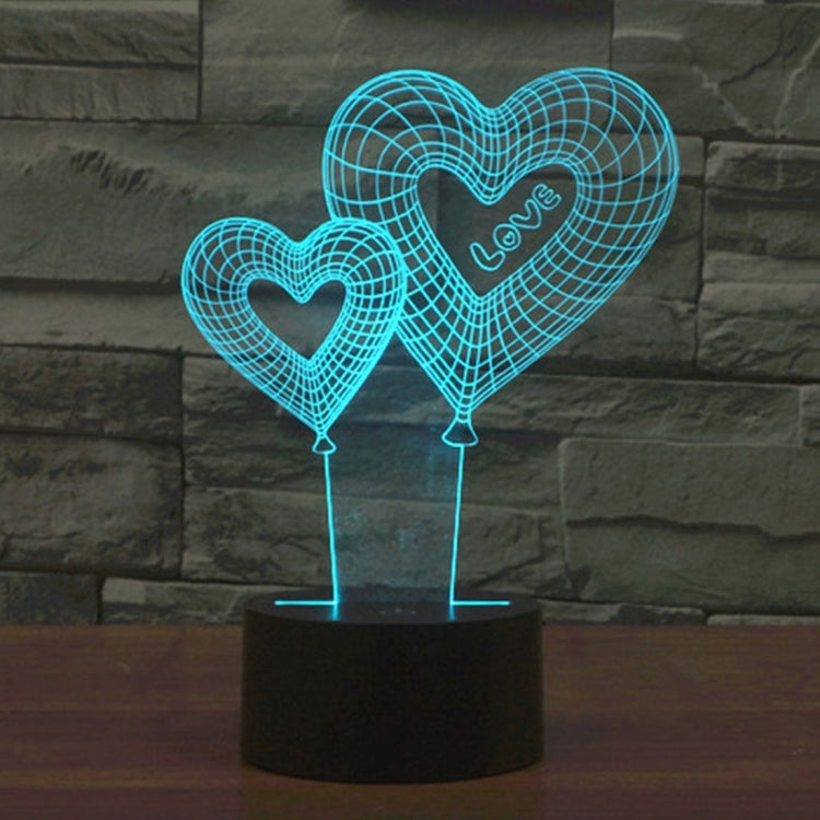 Double Heart Balloon Style 3D Touch Switch Control LED Light , 7 Color Discoloration Creative Visual Stereo Lamp Desk Lamp Night Light - Novelty Lighting by PMC TechLife | Online Shopping South Africa | PMC TechLife | Buy Now Pay Later Mobicred