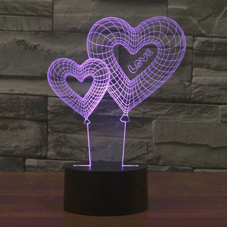 Double Heart Balloon Style 3D Touch Switch Control LED Light , 7 Color Discoloration Creative Visual Stereo Lamp Desk Lamp Night Light - Novelty Lighting by PMC TechLife | Online Shopping South Africa | PMC TechLife | Buy Now Pay Later Mobicred