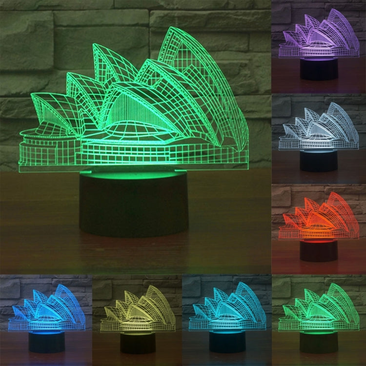 Sydney Opera House Style 3D Touch Switch Control LED Light , 7 Color Discoloration Creative Visual Stereo Lamp Desk Lamp Night Light - Novelty Lighting by PMC TechLife | Online Shopping South Africa | PMC TechLife | Buy Now Pay Later Mobicred