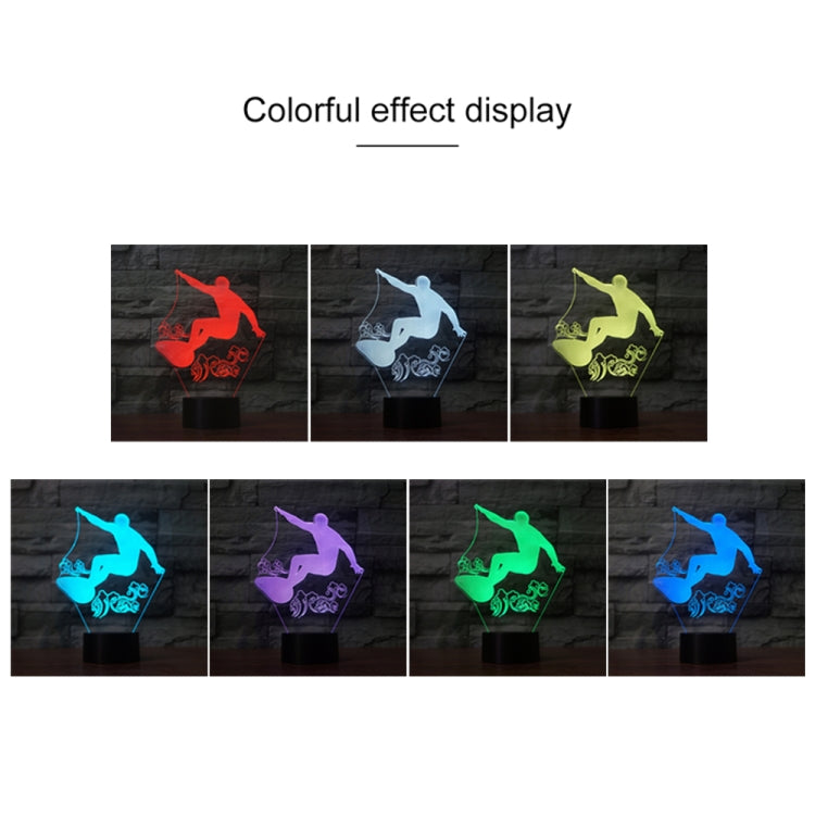 Surf Riding Shape 3D Colorful LED Vision Light Table Lamp, USB Touch Version - Novelty Lighting by PMC TechLife | Online Shopping South Africa | PMC TechLife | Buy Now Pay Later Mobicred