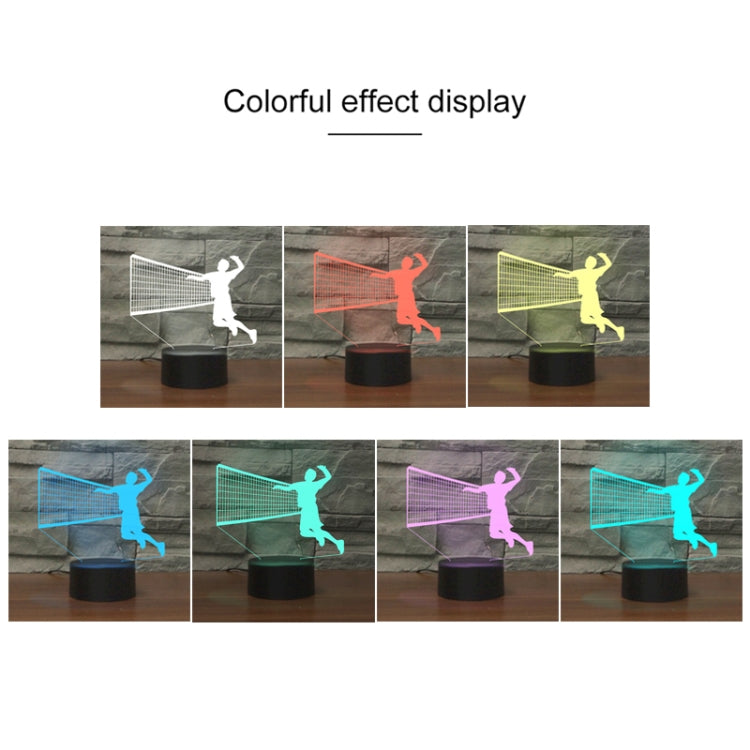 Playing Volleyball Shape 3D Colorful LED Vision Light Table Lamp, 16 Colors Remote Control Version - Novelty Lighting by PMC TechLife | Online Shopping South Africa | PMC TechLife | Buy Now Pay Later Mobicred