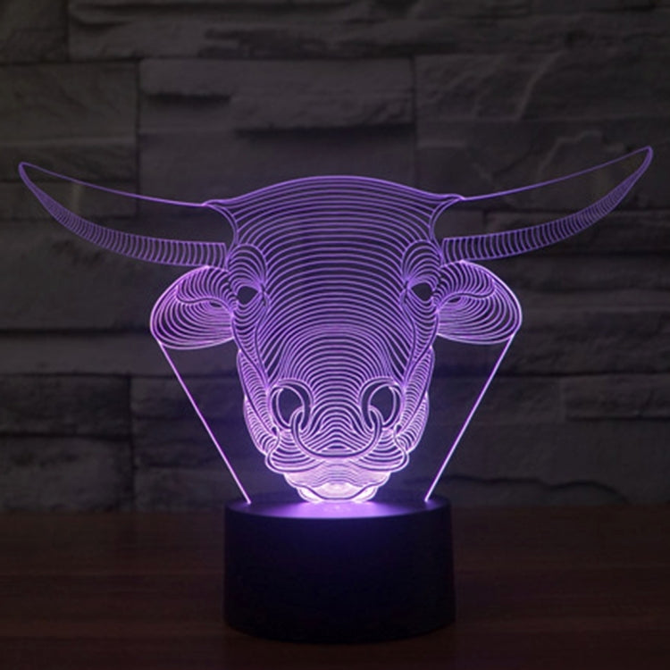 Cow Style 3D Touch Switch Control LED Light , 7 Colour Discoloration Creative Visual Stereo Lamp Desk Lamp Night Light - Novelty Lighting by PMC TechLife | Online Shopping South Africa | PMC TechLife | Buy Now Pay Later Mobicred
