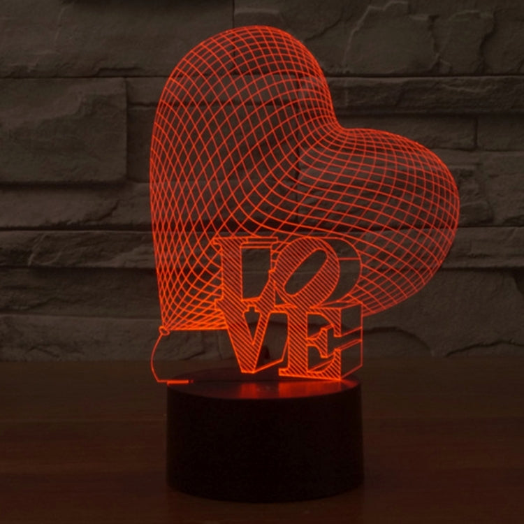 Heart and LOVE Style 3D Touch Switch Control LED Light, 7 Colour Discoloration Creative Visual Stereo Lamp Desk Lamp Night Light - Novelty Lighting by PMC TechLife | Online Shopping South Africa | PMC TechLife | Buy Now Pay Later Mobicred