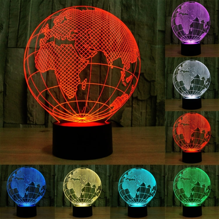 European Globe Style 3D Touch Switch Control LED Light , 7 Colour Discoloration Creative Visual Stereo Lamp Desk Lamp Night Light - Novelty Lighting by PMC TechLife | Online Shopping South Africa | PMC TechLife | Buy Now Pay Later Mobicred