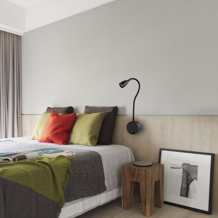 3W Black Shell Flexible Goose Neck White Light LED Reading Lamp Light , 160 LM 3000-3200K Wall Mount Light Wall Sconce Lamp, Got the CE / FCC Certification, Goose Neck Length: 30cm, US/EU Plug, Default Delivery US Plug - Wall Lamps by PMc TechLife | Online Shopping South Africa | PMc TechLife | Buy Now Pay Later Mobicred
