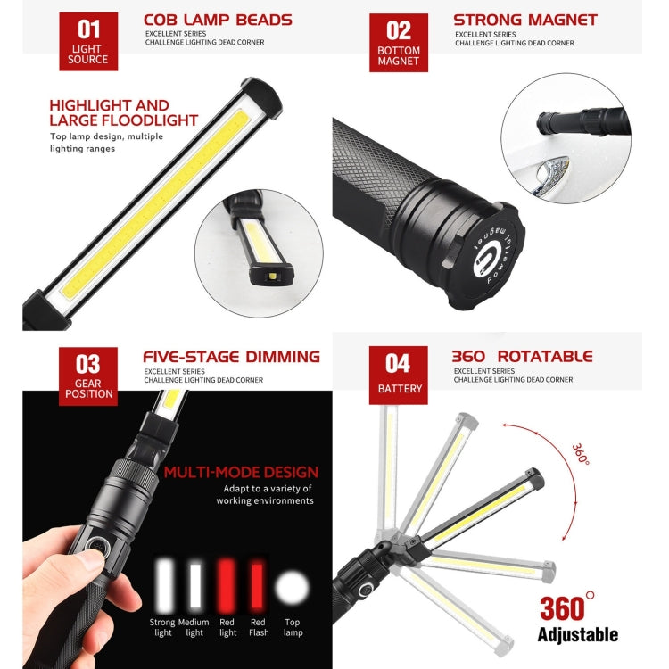 W552 280LM USB Rechargeable Folding Mobile Handheld Work Emergency Light, Size: 13.5 x 3.8cm - Camping Lighting by PMc TechLife | Online Shopping South Africa | PMc TechLife | Buy Now Pay Later Mobicred