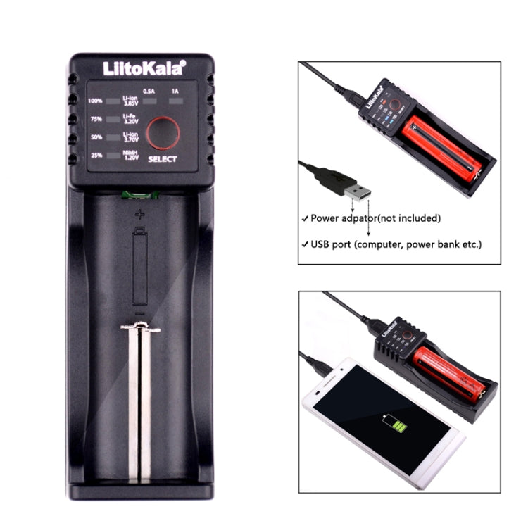 LiitoKala Lii-100 Battery Charger for Li-ion IMR 18650, 18490, 18350, 17670, 17500, 16340 (RCR123), 14500, 10440 - Charger & Converter by PMC TechLife | Online Shopping South Africa | PMC TechLife | Buy Now Pay Later Mobicred