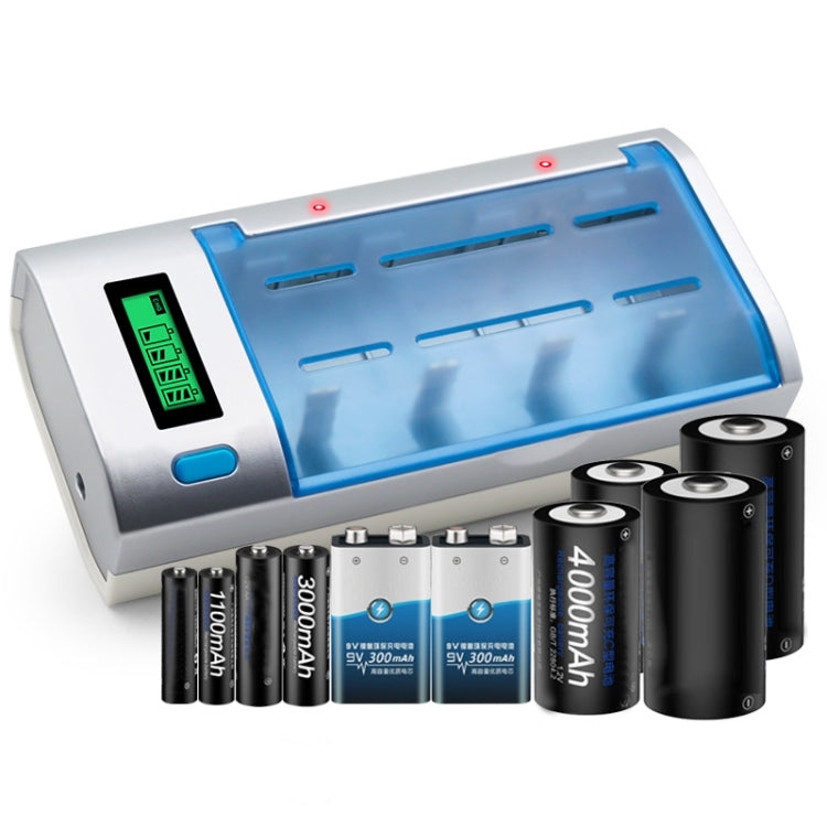 AC 100-240V 4 Slot Battery Charger for AA & AAA & C / D Size Battery, with LCD Display, EU Plug - Charger & Converter by PMC TechLife | Online Shopping South Africa | PMC TechLife
