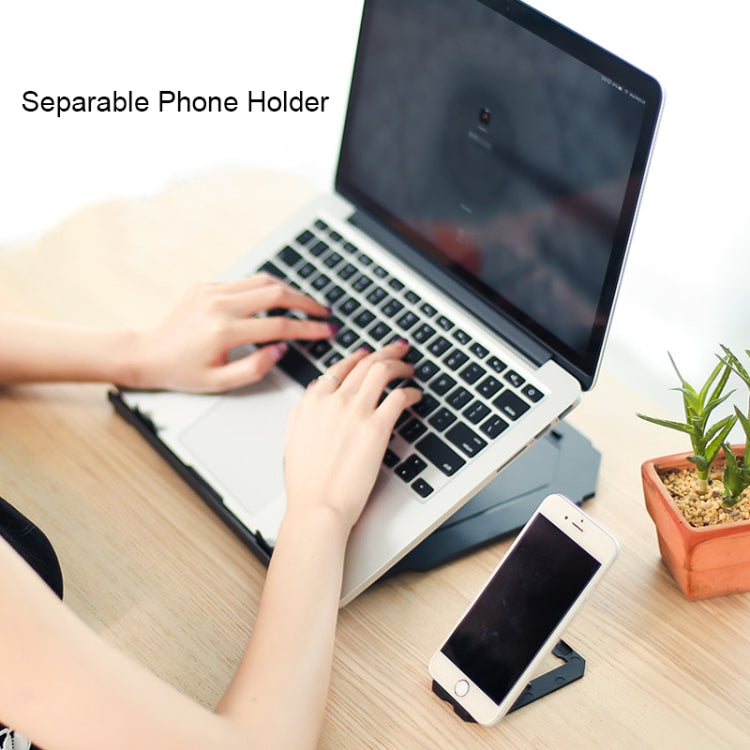 T3 Multi-function Hollow Design Cooling Bracket with 10-Level Adjustable Angle for Notebook,  MacBook, iPad, Mobile Phones(Black) - free shipping - PMC Jewellery - Order now!