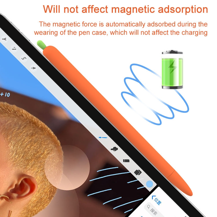 LOVE MEI For Apple Pencil 1 Carrot Shape Stylus Pen Silicone Protective Case Cover (Orange) - Pencil Accessories by LOVE MEI | Online Shopping South Africa | PMC TechLife