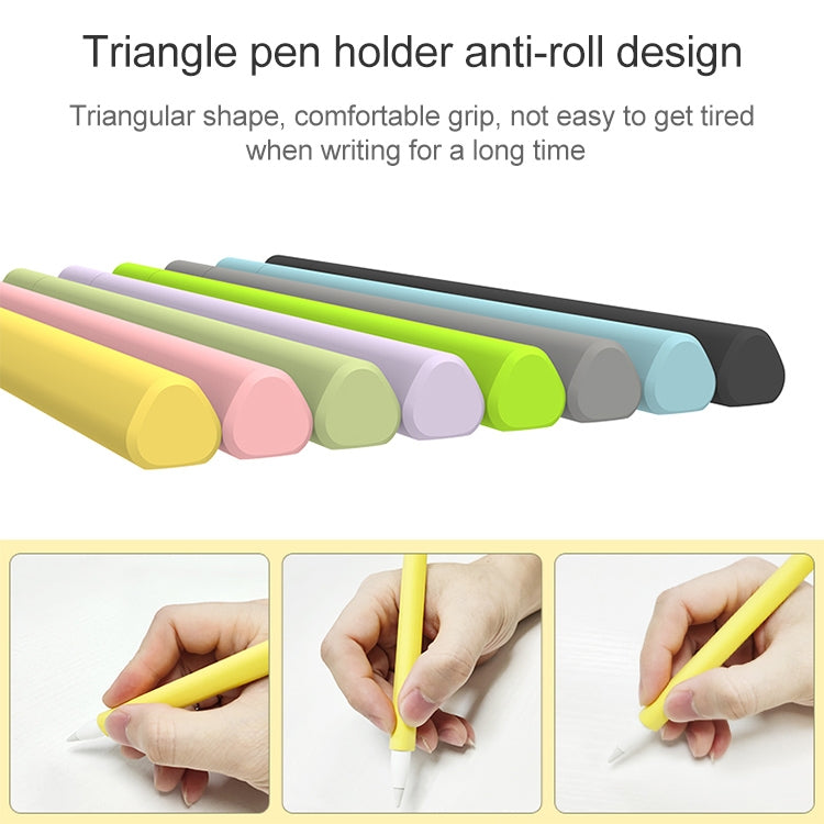 LOVE MEI For Apple Pencil 1 Triangle Shape Stylus Pen Silicone Protective Case Cover (Fluorescent Green) - Pencil Accessories by LOVE MEI | Online Shopping South Africa | PMC TechLife