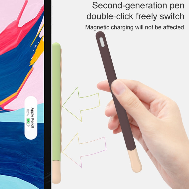 LOVE MEI For Apple Pencil 2 Stripe Design Stylus Pen Silicone Protective Case Cover (Pink) - Pencil Accessories by LOVE MEI | Online Shopping South Africa | PMC TechLife | Buy Now Pay Later Mobicred