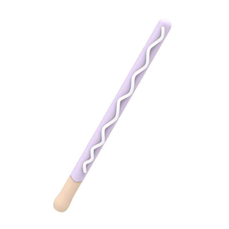 LOVE MEI For Apple Pencil 2 Stripe Design Stylus Pen Silicone Protective Case Cover (Purple) - Pencil Accessories by LOVE MEI | Online Shopping South Africa | PMC TechLife | Buy Now Pay Later Mobicred