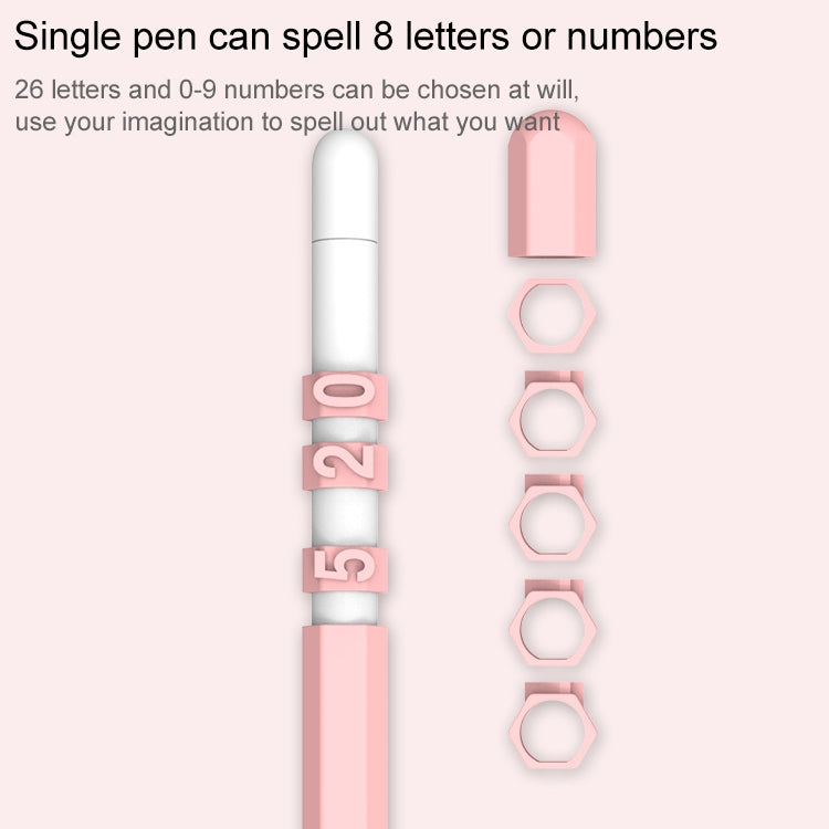LOVE MEI For Apple Pencil 2 Number Letter Design Stylus Pen Silicone Protective Case Cover (Blue) - Pencil Accessories by LOVE MEI | Online Shopping South Africa | PMC TechLife