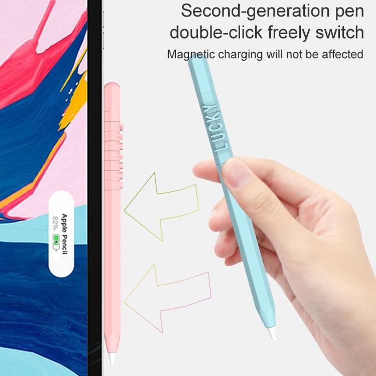 LOVE MEI For Apple Pencil 2 Number Letter Design Stylus Pen Silicone Protective Case Cover (Blue) - Pencil Accessories by LOVE MEI | Online Shopping South Africa | PMC TechLife