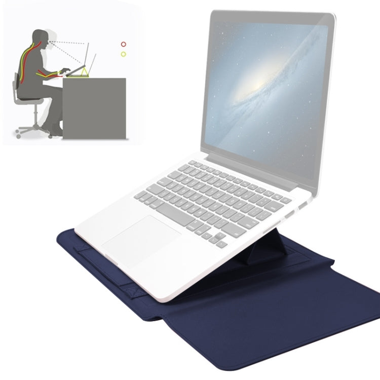 4 in 1 Universal Waterproof PU Leather Laptop Liner Bag with Handle & Stand & Pen Holder + 2 Winders + Mouse Bag + Charger Bag Set for 17 inch Laptops(Dark Blue) - free shipping - PMC TechLife - Order now!