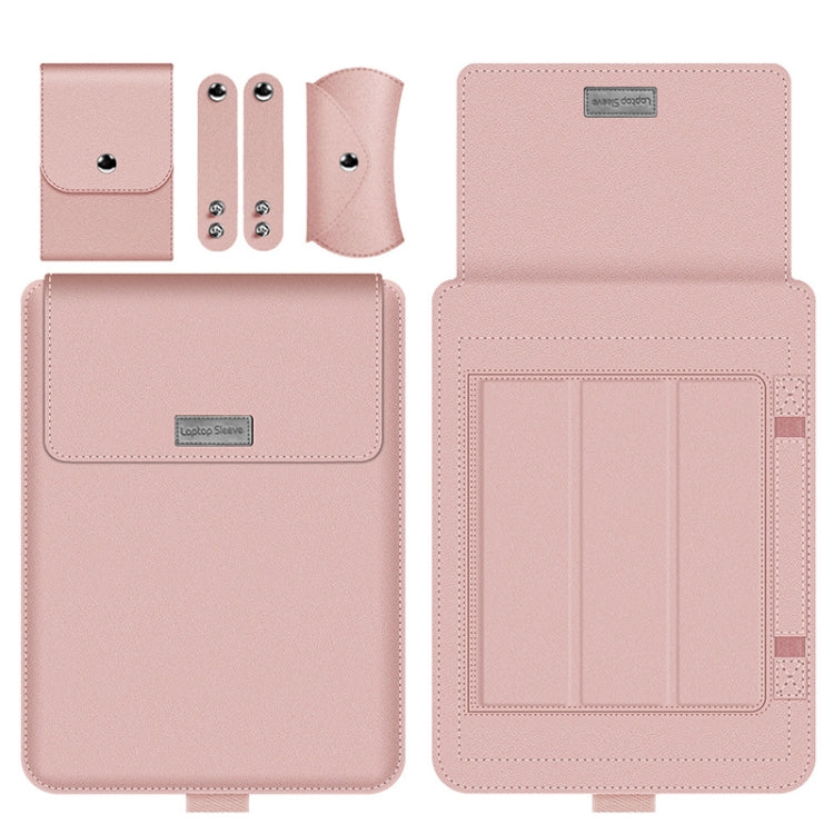 4 in 1 Universal Waterproof PU Leather Laptop Liner Bag with Handle & Stand & Pen Holder + 2 Winders + Mouse Bag + Charger Bag Set for 17 inch Laptops(Rose Gold) - 15.6 - 17 inch by PMC TechLife | Online Shopping South Africa | PMC TechLife | Buy Now Pay Later Mobicred