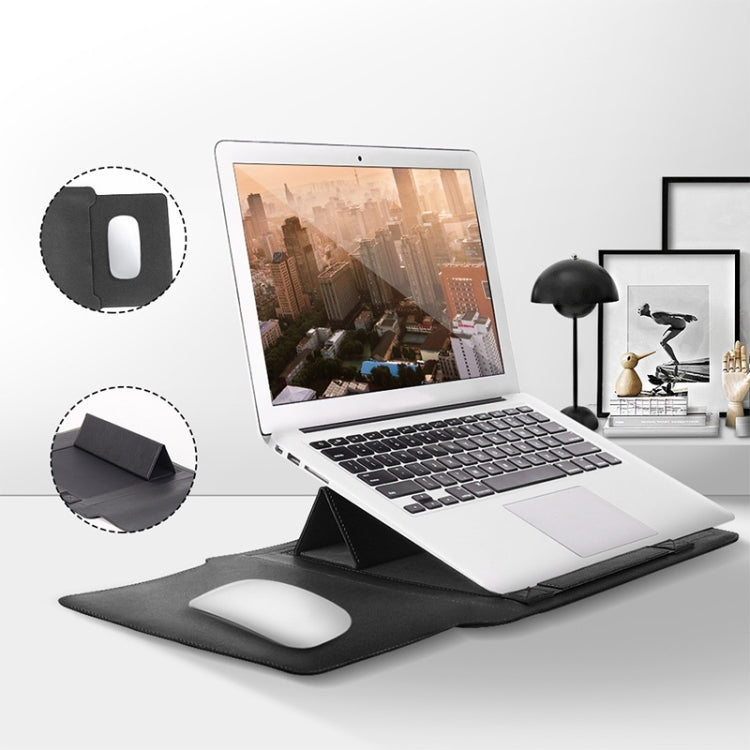 4 in 1 Universal Waterproof PU Leather Laptop Liner Bag with Handle & Stand & Pen Holder + 2 Winders + Mouse Bag + Charger Bag Set for 17 inch Laptops(Grey) - 15.6 - 17 inch by PMC TechLife | Online Shopping South Africa | PMC TechLife | Buy Now Pay Later Mobicred