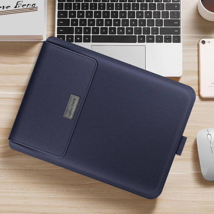 4 in 1 Universal Waterproof PU Leather Laptop Liner Bag with Handle & Stand & Pen Holder + 2 Winders + Mouse Bag + Charger Bag Set for 11/12 inch laptops(Dark Blue) - free shipping - PMC TechLife - Order now!