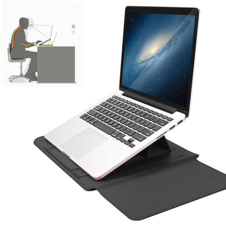 4 in 1 Universal Waterproof PU Leather Laptop Liner Bag with Handle & Stand & Pen Holder + 2 Winders + Mouse Bag + Charger Bag Set for 13  / 14 inch Laptops(Grey) - 13.3 inch by PMC TechLife | Online Shopping South Africa | PMC TechLife | Buy Now Pay Later Mobicred