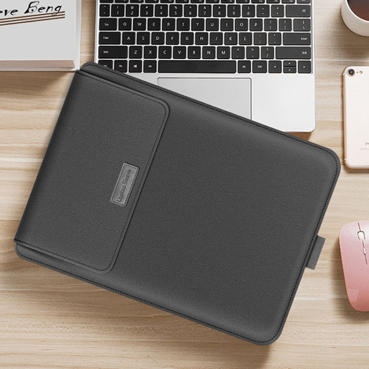 4 in 1 Universal Waterproof PU Leather Laptop Liner Bag with Handle & Stand & Pen Holder + 2 Winders + Mouse Bag + Charger Bag Set for 13  / 14 inch Laptops(Grey) - 13.3 inch by PMC TechLife | Online Shopping South Africa | PMC TechLife | Buy Now Pay Later Mobicred
