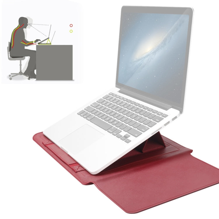 4 in 1 Universal Waterproof PU Leather Laptop Liner Bag with Handle & Stand & Pen Holder + 2 Winders + Mouse Bag + Charger Bag Set for 13  / 14 inch Laptops(Red) - 13.3 inch by PMC TechLife | Online Shopping South Africa | PMC TechLife | Buy Now Pay Later Mobicred
