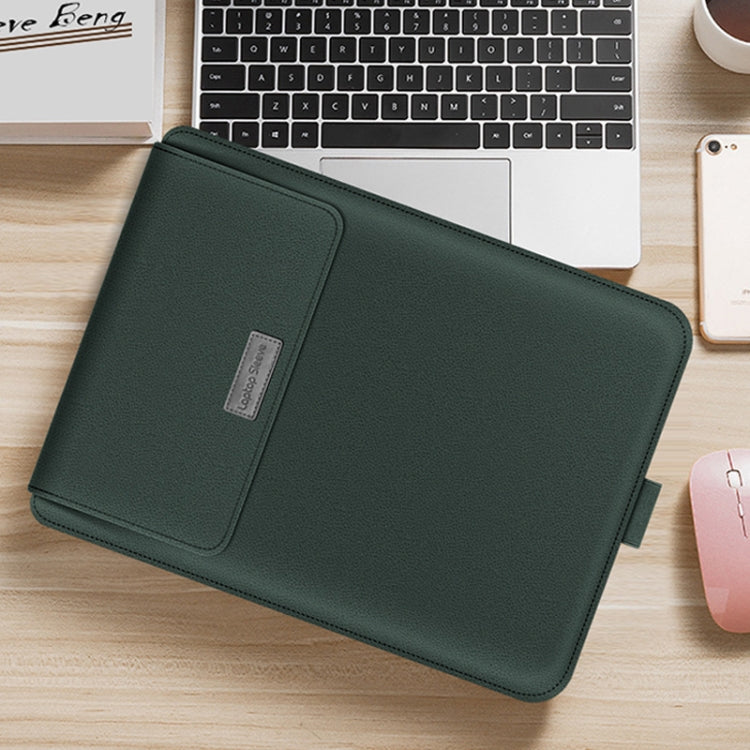 4 in 1 Universal Waterproof PU Leather Laptop Liner Bag with Handle & Stand & Pen Holder + 2 Winders + Mouse Bag + Charger Bag Set for 15 inch Laptops(Green) - 15 inch by PMC TechLife | Online Shopping South Africa | PMC TechLife | Buy Now Pay Later Mobicred