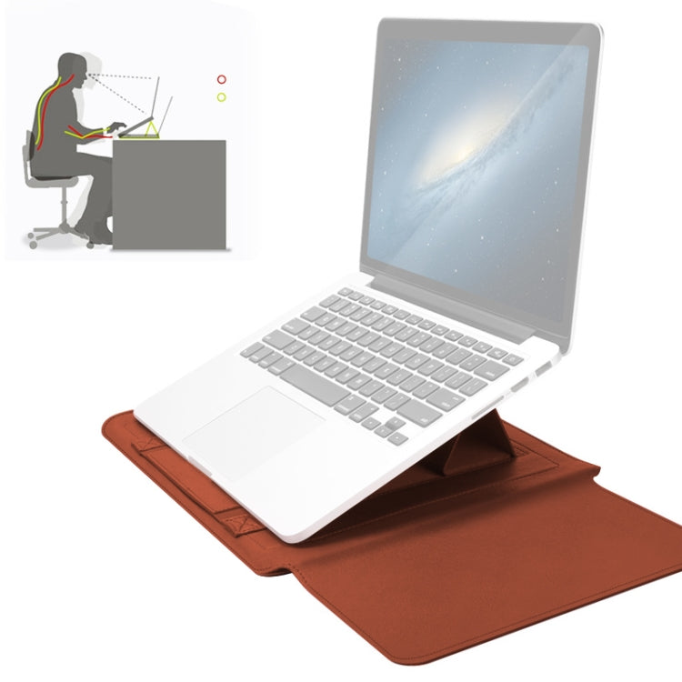 4 in 1 Universal Waterproof PU Leather Laptop Liner Bag with Handle & Stand & Pen Holder + 2 Winders + Mouse Bag + Charger Bag Set for 15 inch Laptops(Brown) - 15 inch by PMC TechLife | Online Shopping South Africa | PMC TechLife | Buy Now Pay Later Mobicred