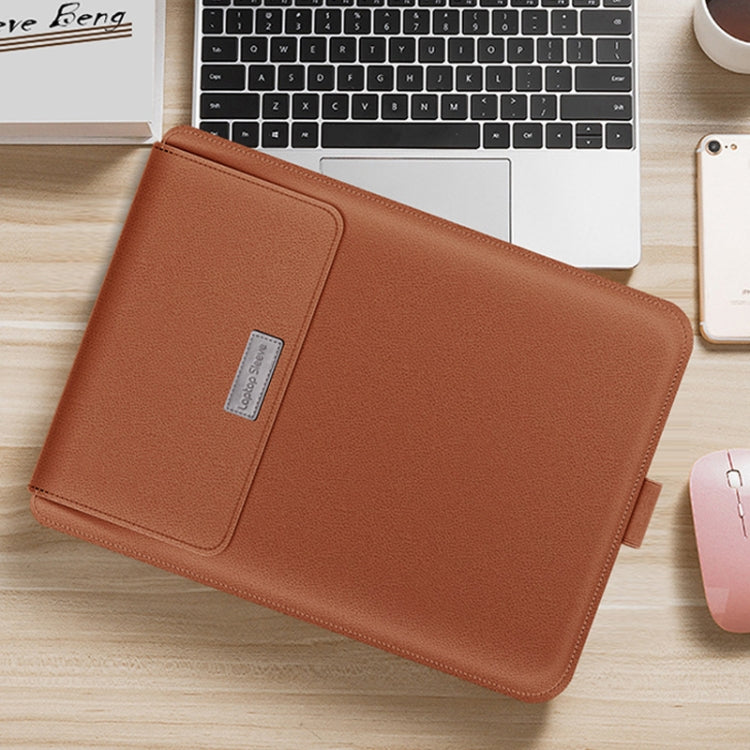 4 in 1 Universal Waterproof PU Leather Laptop Liner Bag with Handle & Stand & Pen Holder + 2 Winders + Mouse Bag + Charger Bag Set for 15 inch Laptops(Brown) - 15 inch by PMC TechLife | Online Shopping South Africa | PMC TechLife | Buy Now Pay Later Mobicred