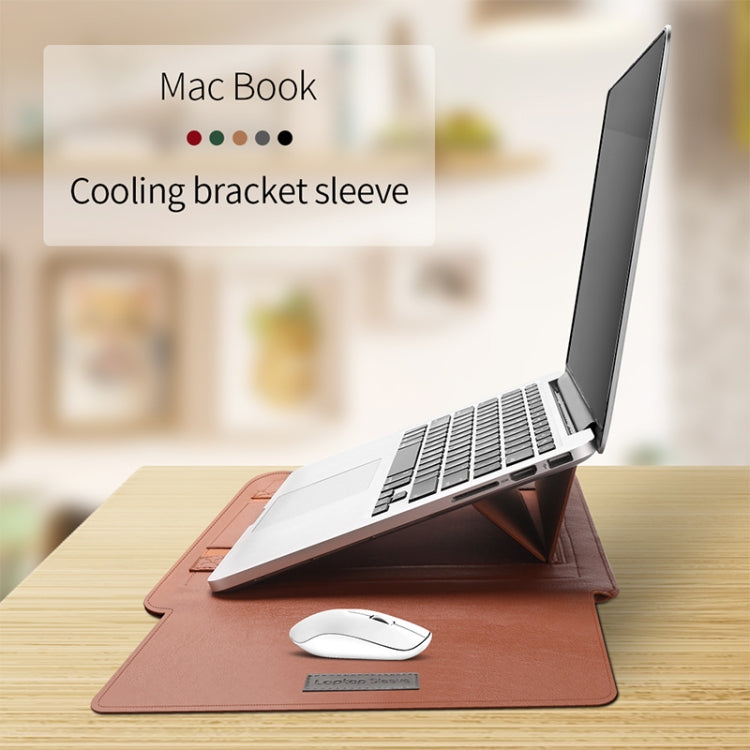 4 in 1 Universal Waterproof PU Leather Laptop Liner Bag with Handle & Stand & Pen Holder + 2 Winders + Mouse Bag + Charger Bag Set for 15 inch Laptops(Brown) - 15 inch by PMC TechLife | Online Shopping South Africa | PMC TechLife | Buy Now Pay Later Mobicred