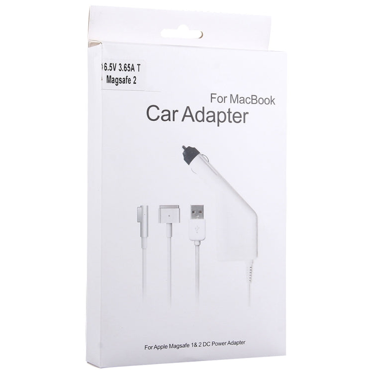 60W 16.5V 3.65A 5 Pin T Style MagSafe 2 Car Charger with 1 USB Port for Apple Macbook A1465 / A1502 / A1435 / MD212 / MD2123 / MD662, Length: 1.7m(White) - Cable & Adapter by PMC Jewellery | Online Shopping South Africa | PMC Jewellery | Buy Now Pay Later Mobicred