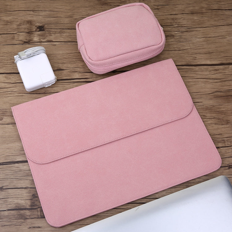 2 in 1 Horizontal Matte Leather Laptop Inner Bag + Power Bag for MacBook Air 11.6 inch A1465 (2012 - 2015) / A1370 (2010 - 2011)(Pink) - Protective Bags by PMC Jewellery | Online Shopping South Africa | PMC Jewellery | Buy Now Pay Later Mobicred