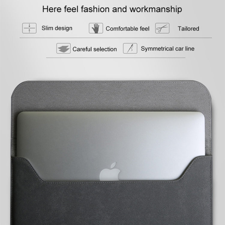 2 in 1 Horizontal Matte Leather Laptop Inner Bag + Power Bag for MacBook Air 11.6 inch A1465 (2012 - 2015) / A1370 (2010 - 2011)(Light Grey) - Protective Bags by PMC Jewellery | Online Shopping South Africa | PMC Jewellery | Buy Now Pay Later Mobicred