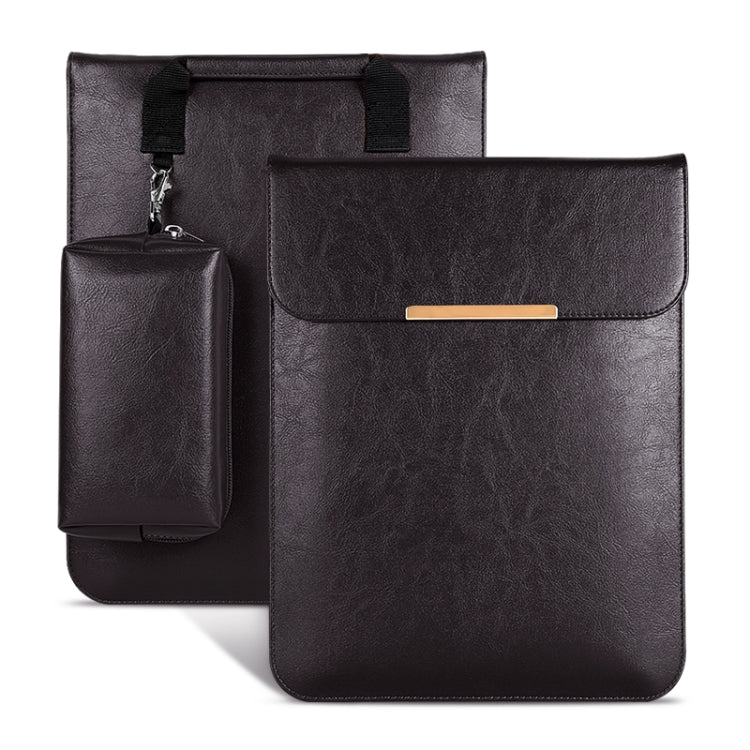 13.3 inch Laptop 2 in 1 PU Leather Sleeve Liner Bag with Mouse Storage Bag(Coffee) - 13.3 inch by PMC TechLife | Online Shopping South Africa | PMC TechLife | Buy Now Pay Later Mobicred