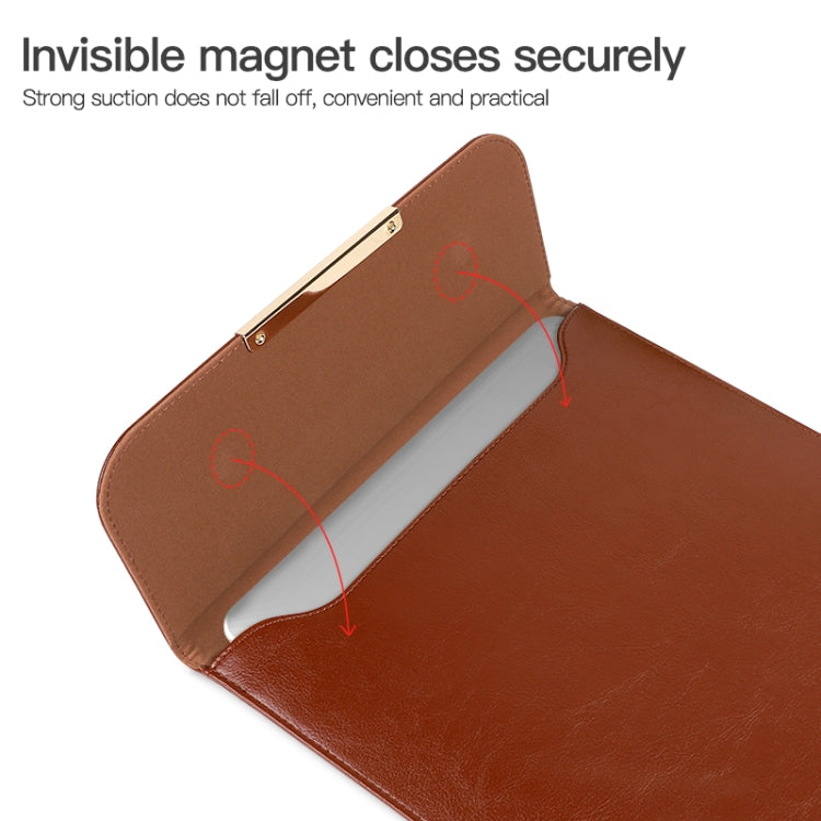 13.3 inch Laptop 2 in 1 PU Leather Sleeve Liner Bag with Mouse Storage Bag(Brown) - 13.3 inch by PMC TechLife | Online Shopping South Africa | PMC TechLife | Buy Now Pay Later Mobicred