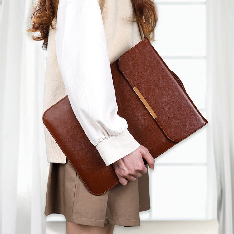 13.3 inch Laptop 2 in 1 PU Leather Sleeve Liner Bag with Mouse Storage Bag(Coffee) - 13.3 inch by PMC TechLife | Online Shopping South Africa | PMC TechLife | Buy Now Pay Later Mobicred