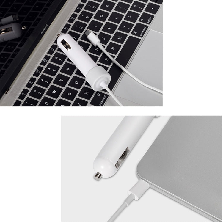 36W 5V 9V 12V 15V 3A DC USB-C / Type-C Car Adapter with 1 USB Port for Apple Macbook A1534, Length: 2m(White) - Cable & Adapter by PMC Jewellery | Online Shopping South Africa | PMC Jewellery | Buy Now Pay Later Mobicred