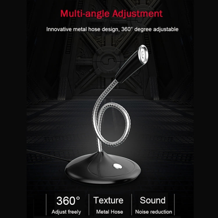 BK Desktop Gooseneck Adjustable USB Wired Audio Microphone, Built-in Sound Card, Compatible with PC / Mac for Live Broadcast, Show, KTV, etc.(Black) - Microphone by PMC TechLife | Online Shopping South Africa | PMC TechLife | Buy Now Pay Later Mobicred