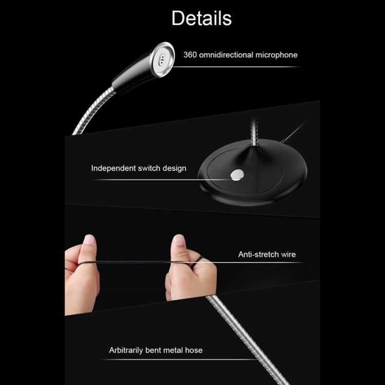 BK Desktop Gooseneck Adjustable USB Wired Audio Microphone, Built-in Sound Card, Compatible with PC / Mac for Live Broadcast, Show, KTV, etc.(Black) - Microphone by PMC TechLife | Online Shopping South Africa | PMC TechLife | Buy Now Pay Later Mobicred