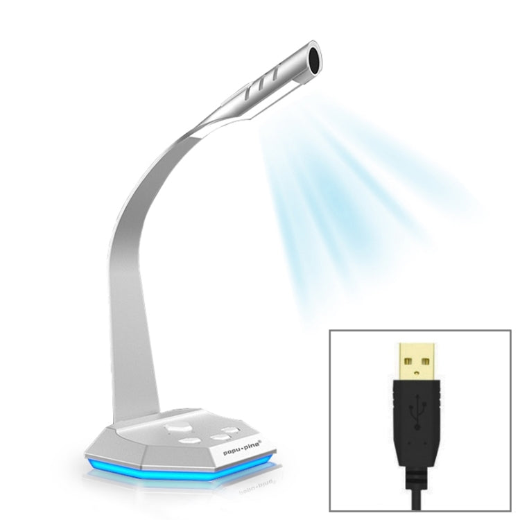 K3 Desktop Omnidirectional USB Wired Dual Mic Condenser Microphone with LED Night Light, Compatible with PC / Mac for Live Broadcast, Show, KTV, etc(Silver) - Microphone by PMC TechLife | Online Shopping South Africa | PMC TechLife | Buy Now Pay Later Mobicred