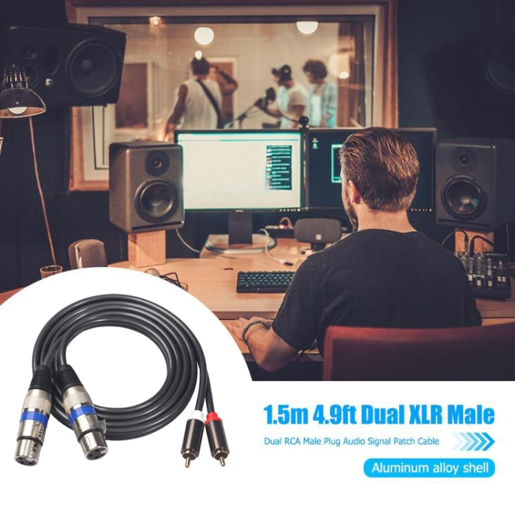 366156-15 2 RCA Male to 2 XLR 3 Pin Female Audio Cable, Length: 1.5m - Microphone Audio Cable & Connector by PMC TechLife | Online Shopping South Africa | PMC TechLife