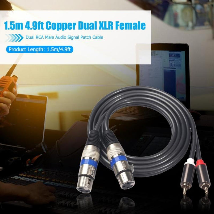 366156-15 2 RCA Male to 2 XLR 3 Pin Female Audio Cable, Length: 1.5m - Microphone Audio Cable & Connector by PMC TechLife | Online Shopping South Africa | PMC TechLife