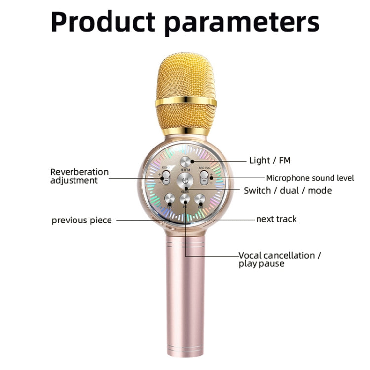 K2 Bluetooth 5.0 Karaoke Live Colorful Lights Wireless Bluetooth Microphone (Rose Gold) - free shipping - PMC Jewellery - Order now!