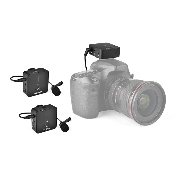 YELANGU MX5S Dual-Channel 2.4GHz Wireless Microphone System with 2 Transmitters and Receiver (Black) - Camera Microphone by YELANGU | Online Shopping South Africa | PMC TechLife | Buy Now Pay Later Mobicred