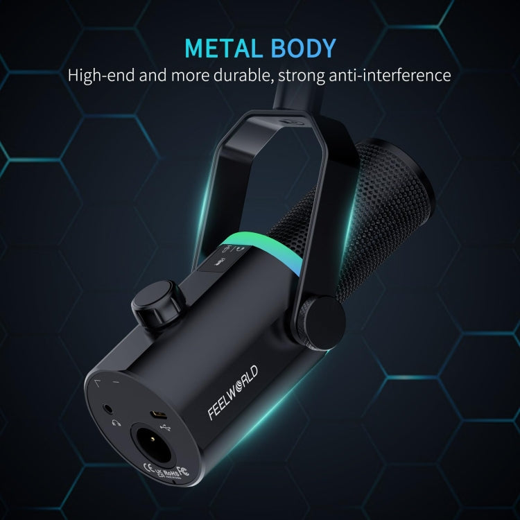 FEELWORLD PM1-AS XLR/USB Dynamic Microphone for Podcasting Recording Gaming Live Streaming with Boom Arm (Black) - free shipping - PMC TechLife - Order now!