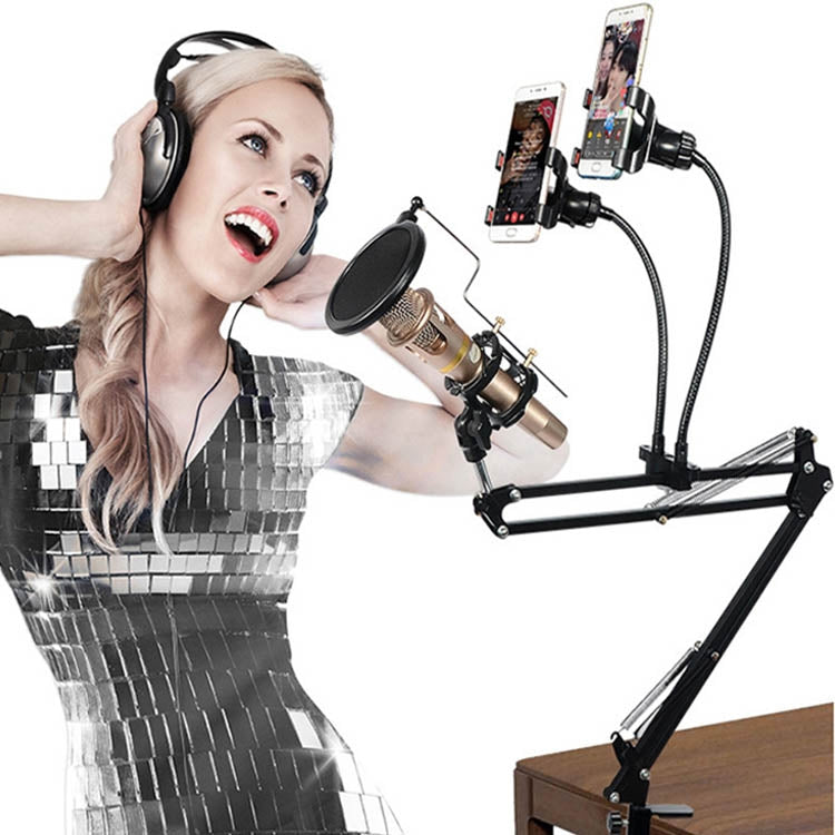 Dual Mobile Phone K Song Bracket 360 Degree Direction Cantilever Multifunctional Lazy Microphone Live Broadcast Bracket - Stand by PMC TechLife | Online Shopping South Africa | PMC TechLife | Buy Now Pay Later Mobicred