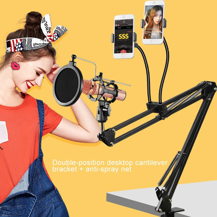 Dual Mobile Phone K Song Bracket 360 Degree Direction Cantilever Multifunctional Lazy Microphone Live Broadcast Bracket - Stand by PMC TechLife | Online Shopping South Africa | PMC TechLife | Buy Now Pay Later Mobicred