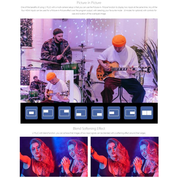 FEELWORLD L1 PLUS Multi-camera Video Mixer Switcher Touch Screen PTZ Control USB3.0 Fast Streaming Switcher (EU Plug) - Live Sound Effects Processors by FEELWORLD | Online Shopping South Africa | PMc TechLife | Buy Now Pay Later Mobicred