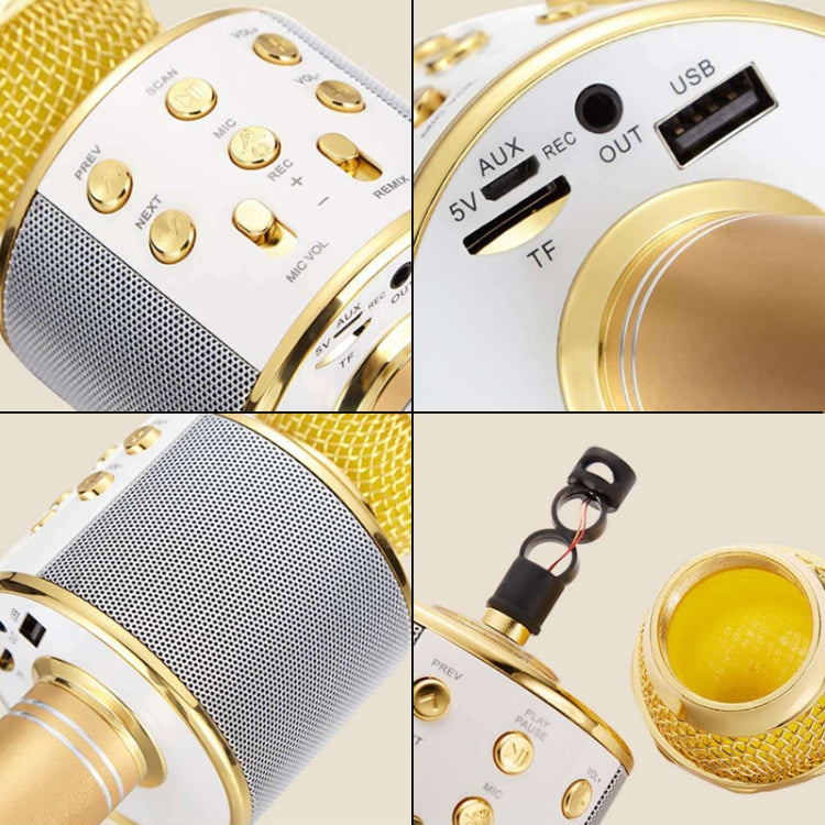 WS-858 Metal High Sound Quality Handheld KTV Karaoke Recording Bluetooth Wireless Microphone, for Notebook, PC, Speaker, Headphone, iPad, iPhone, Galaxy, Huawei, Xiaomi, LG, HTC and Other Smart Phones(Gold) - Microphone by PMC TechLife | Online Shopping South Africa | PMC TechLife | Buy Now Pay Later Mobicred